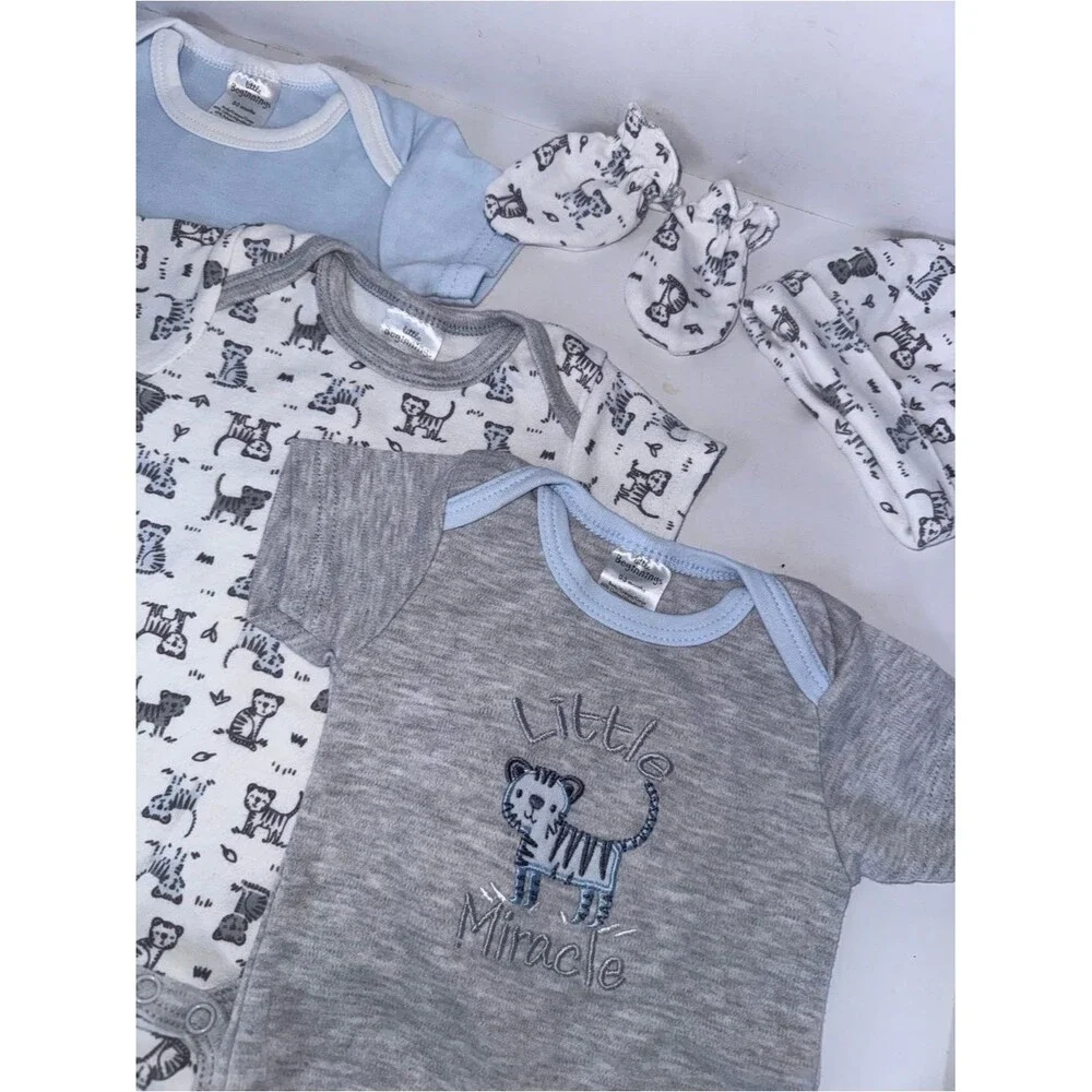 Little Beginnings size 0-3 months Gray & blue 5 piece bundle